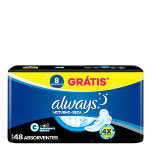 ABSORVENTE ALWAYS NOTURNO COM ABAS COBERTURA SECA 48UN