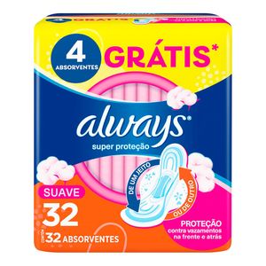 ABSORVENTE ALWAYS BASICO SUPER PROTEÇAO SUAVE COM ABAS 32UN