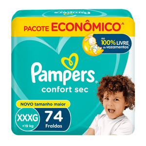 FRALDA PAMPERS CONFORT SEC XXXG 74UN