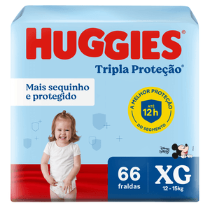 FRALDAS TRIPLA PROTEÇÃO HUGGIES TAMANHO XG 66 UNIDADES