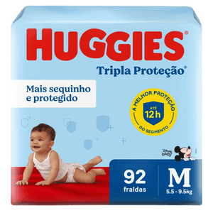 FRALDA HUGGIES TRIPLA PROTEÇAO HIPER M 92UN