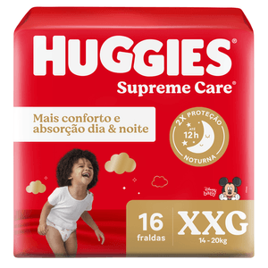 FRALDA HUGGIES SUPREME CARE TURMA DA MONICA XXG 16UN