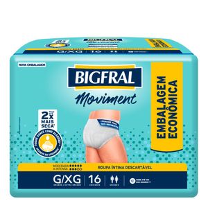 ROUPA INTIMA DESCARTAVEL BIGFRAL MOVIMENT G/XG 16UN