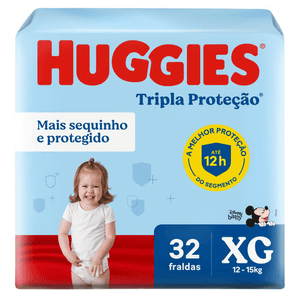 FRALDA HUGGIES TRIPLA PROTEÇAO XG 32UN