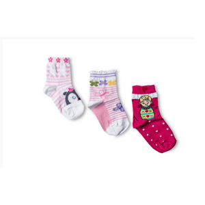 Meia Brando Infantil em Algodão Menina 01 Kit C/3