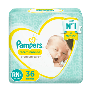 FRALDA PAMPERS PREMIUM CARE RECEM NASCIDO ATE 4KG RN+ 36UN