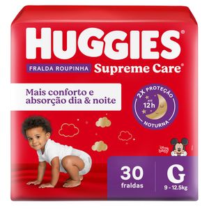 FRALDA HUGGIES SUPREME CARE ROUPINHA G 30UN