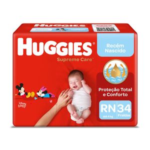 FRALDA HUGGIES SUPREME CARE PRIMEIROS 100DIAS RN 34UN