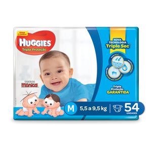 FRALDA HUGGIES TURMA DA MONICA TRIPLA PROTEÇAO M 54UN
