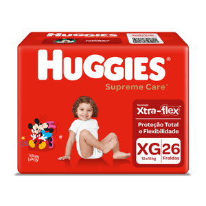 FRALDA HUGGIES SUPREME CARE TURMA DA MONICA XG 26UN