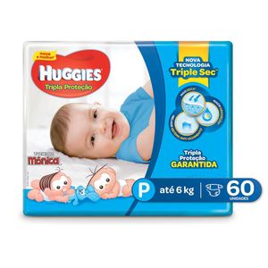 FRALDA HUGGIES TURMA DA MONICA TRIPLA PROTEÇAO P 60UN