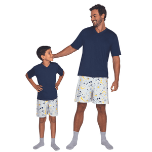 Pijama Lupo 28521-001 Curto Constelações em Algodão Masculino