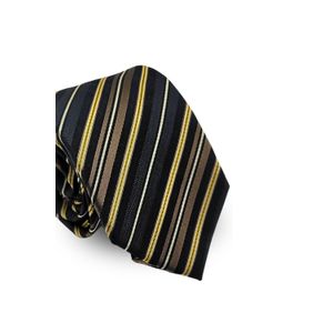 Gravata Tradicional Seda Pierre Cardin  Marrom Listras