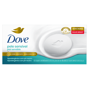 KIT SABONETE DOVE PELE SENSIVEL 90G 6UN