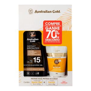 KIT AUSTRALIAN GOLD BRONZ SPRAY FPS15 237G+FACIAL FPS50 125G