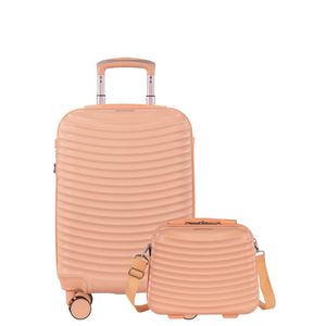 Kit 1 Mala de Viagem Bordo e Frasqueira Vega 3T - Coral