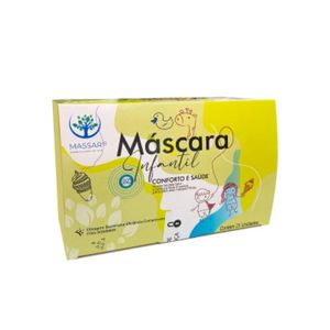 MASCARA DESCARTAVEL INFANTIL MASSAR BRANCA TRIPLA 25UN