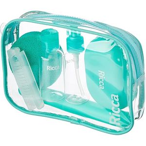 KIT NECESSAIRE ESPONJA+SABONET+PORTA ESCOVA+2FRASCOS RICCA 1