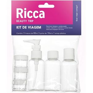 KIT DE VIAGEM NECESSAIRE+3 FRASCOS+3POTES RICCA 1UN