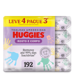 LENÇO UMEDECIDO HUGGIES ROSTO E CORPO 48UN L4P3