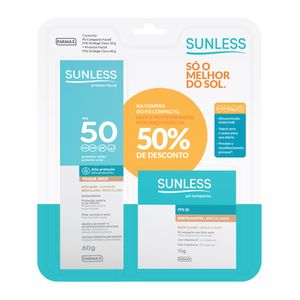 KIT SUNLESS PROTETOR FACIAL FPS50 BEGE CLARO 60G+PO COMPACTO