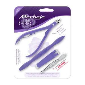 ALICATE PARA CUTICULA MERHEJE BASIC PLUS LILAS MAIS ESPATULA