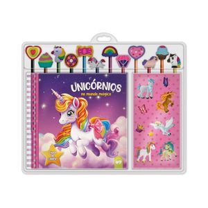 UNICORNIOS NO MUNDO MAGICO - 12 LAPIS E 12 BORRACHAS