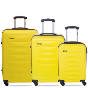 Kit 3 Malas de Viagem Grande, Média e Bordo 4 Fun 4 - Amarelo
