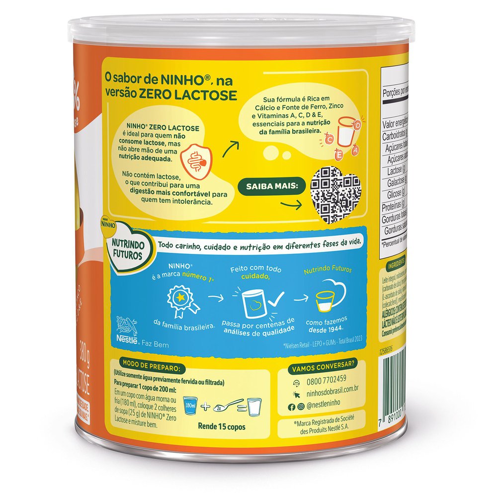 Leite Ninho Zero Lactose 380G - CAASP Shop