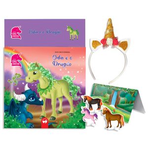 KIT UNICORNIO - ODIN E O DRAGAO COM TIARA E CENARIO