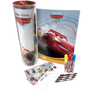 DISNEY TUBO HISTORIAS E COLORIR - CARROS 3 COM CANETINHA, ADESIVOS E GIZ DE CERA