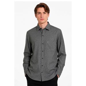 Camisa Flanelada cinza com Bolso