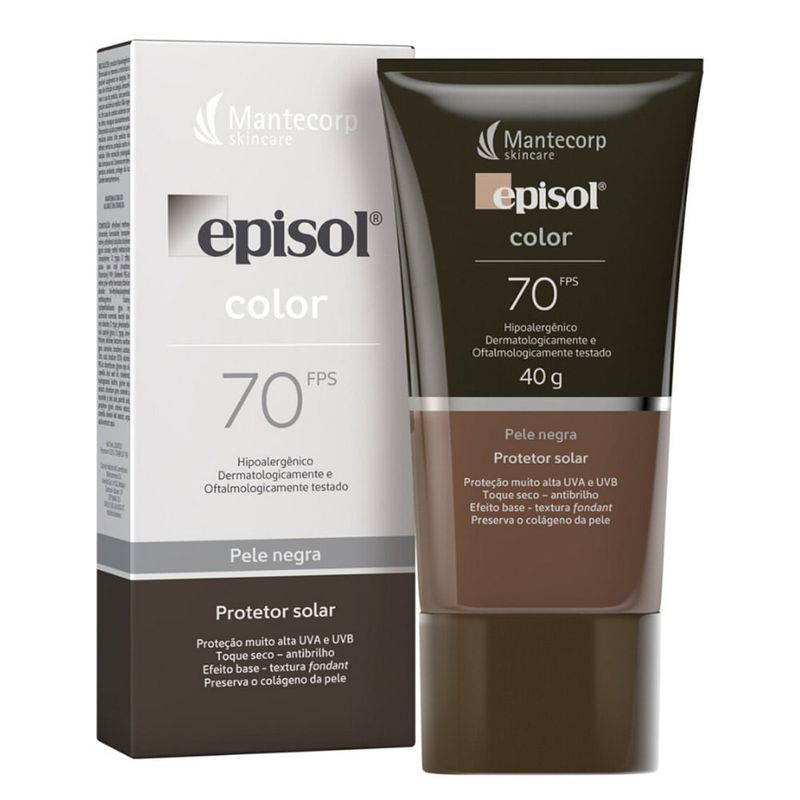 EPISOL COLOR PROTETOR SOLAR EFEITO BASE PELE NEGRA FPS70 40G