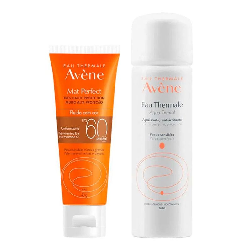 KIT AVENE VERAO MAT PERFECT FLUIDO COM COR FPS60+ AGUA TERMA