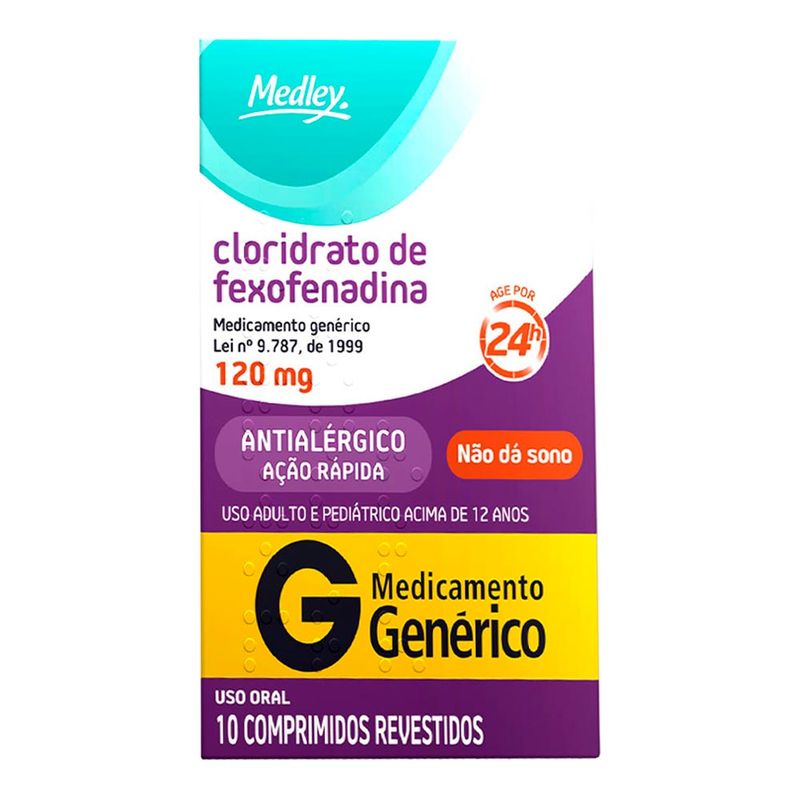 FEXOFENADINA, CLORIDRATO MED 120MG 10CPR GEN