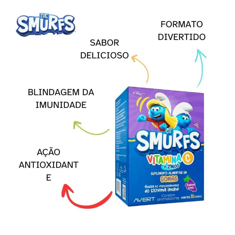 VITAMINA C + ZINCO SMURFS INFANTIL UVA 30GOMAS
