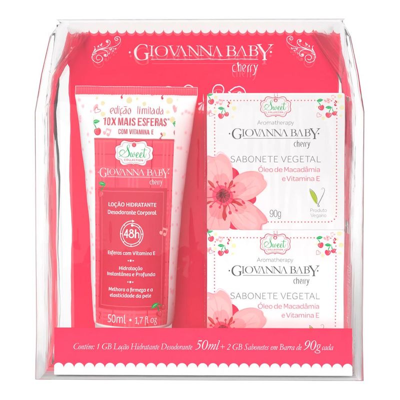 KIT GIOVANNA BABY LOÇAO HIDRATANTE CHERRY+2 SABONETES