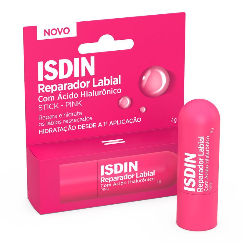 ISDIN REPARADOR LABIAL COM ACIDO HIALURONICO PINK STICK 4G