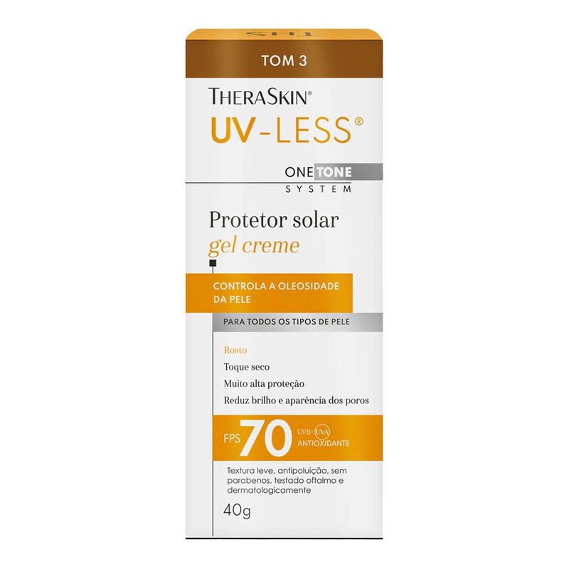 UV-LESS PROTETOR SOLAR FPS70 GEL CREME TOM 3 40G