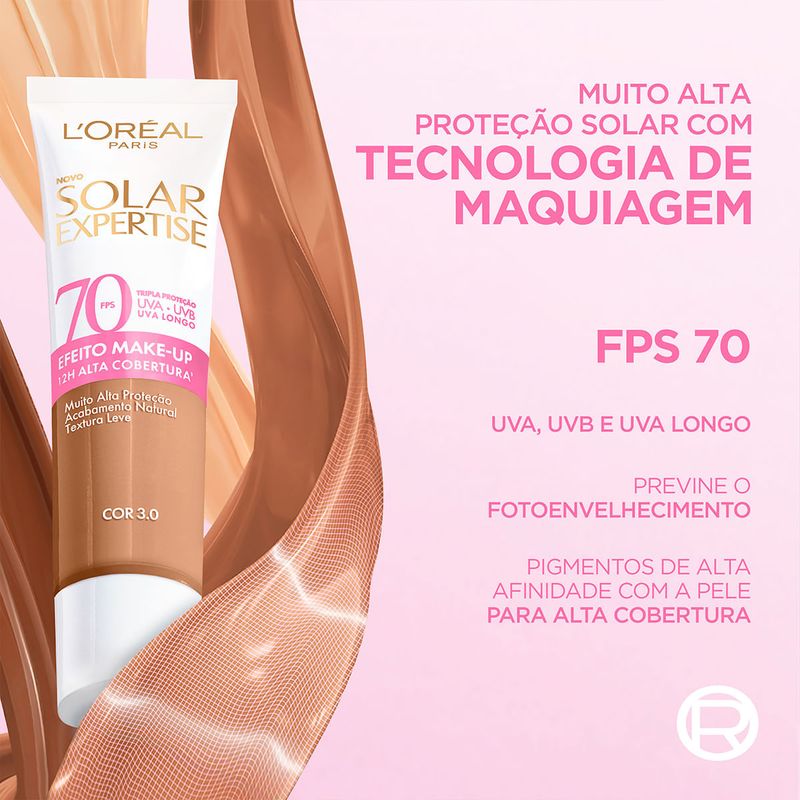 PROTETOR SOLAR LOREAL EXP EFEITO MAKE UP FPS70 COR 03 40G