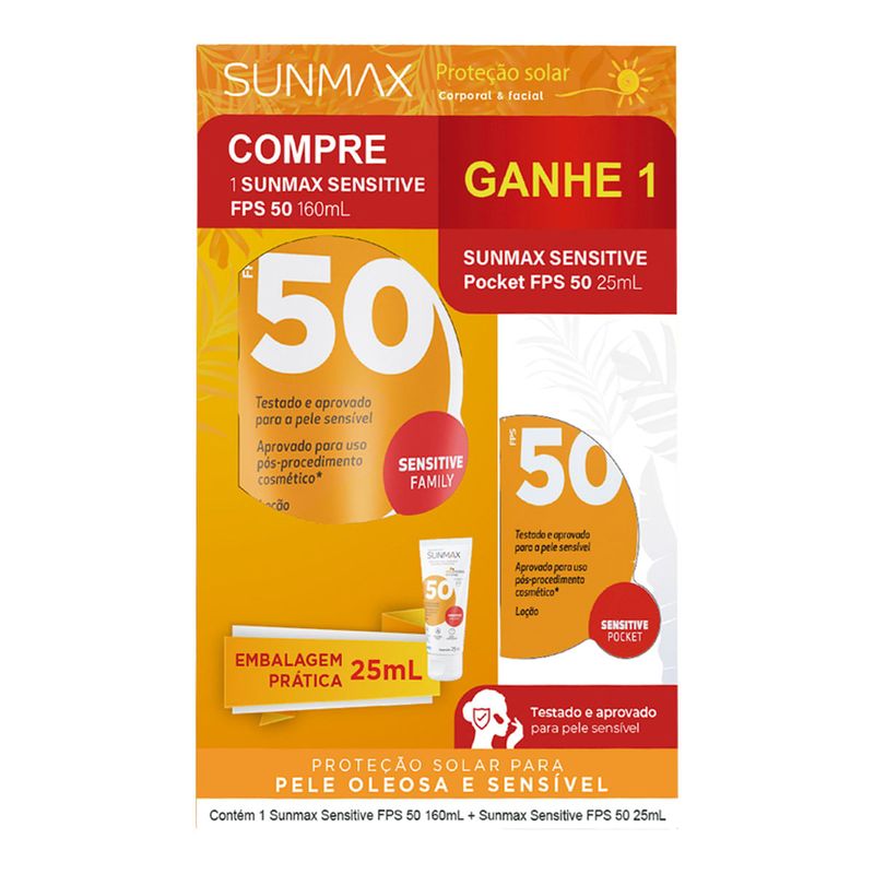 KIT SUNMAX PROTETOR SOLAR SENSITIVE FPS50 60ML+SENSITIVE FPS