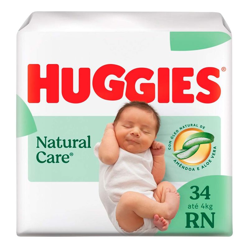 FRALDA HUGGIES NATURAL CARE RECEM NASCIDO RN 34UN