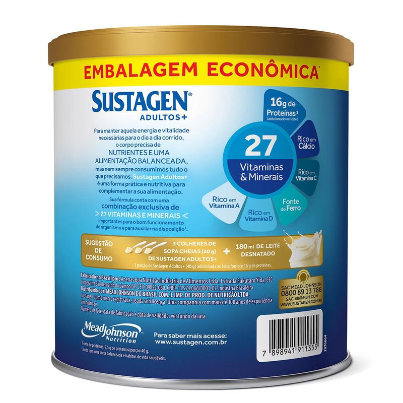 SUSTAGEN ADULTO BAUNILHA 900G