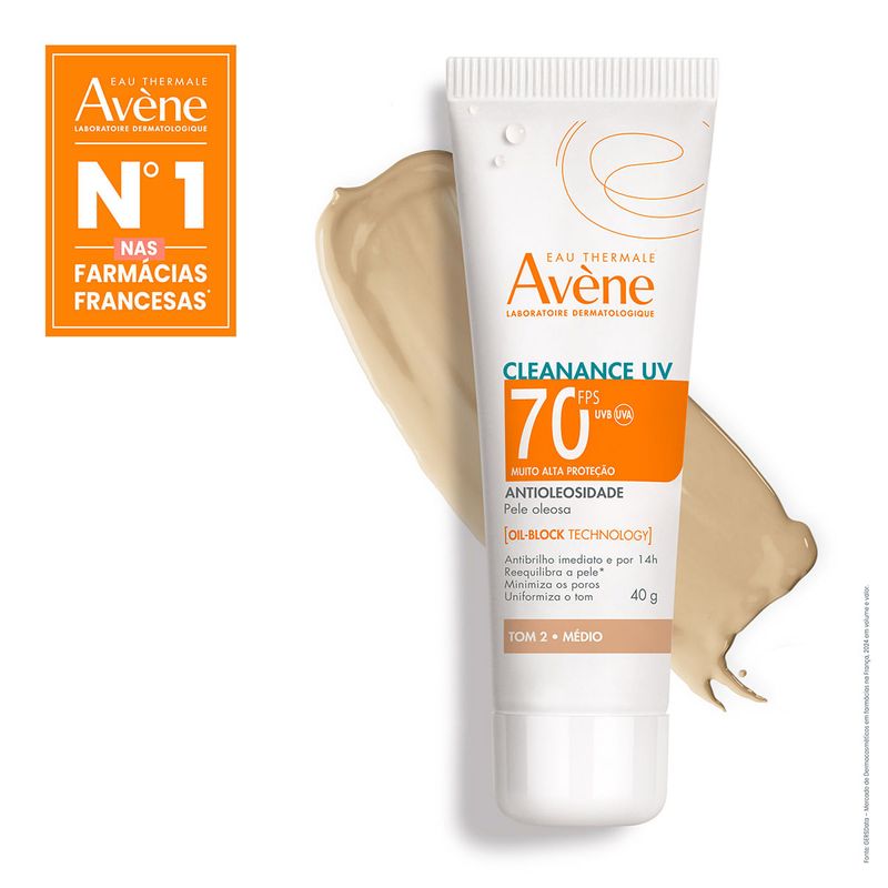 AVENE CLEANANCE UV FPS70 ANTIOLEOSIDADE COR MEDIO 40G
