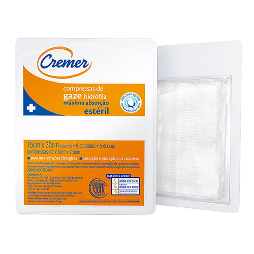 COMPRESSA DE GAZE CREMER 11 7,5X7,5CM 10UN