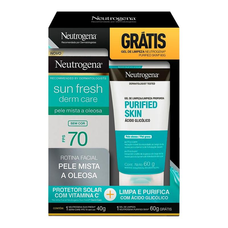 KIT NEUTROGENA SUN FRESH FACIAL FPS70 + GEL PURIFIED 80G