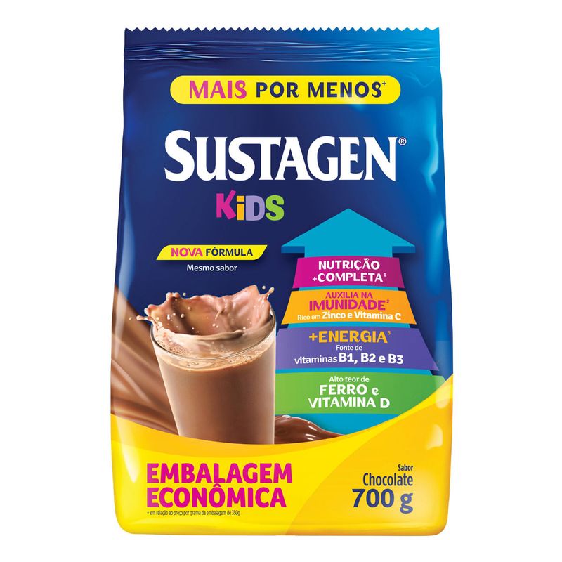 SUSTAGEN KIDS SABOR CHOCOLATE SACHE LEVE700G PAGUE500G