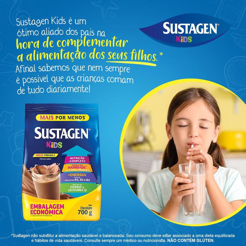 SUSTAGEN KIDS SABOR CHOCOLATE SACHE LEVE700G PAGUE500G