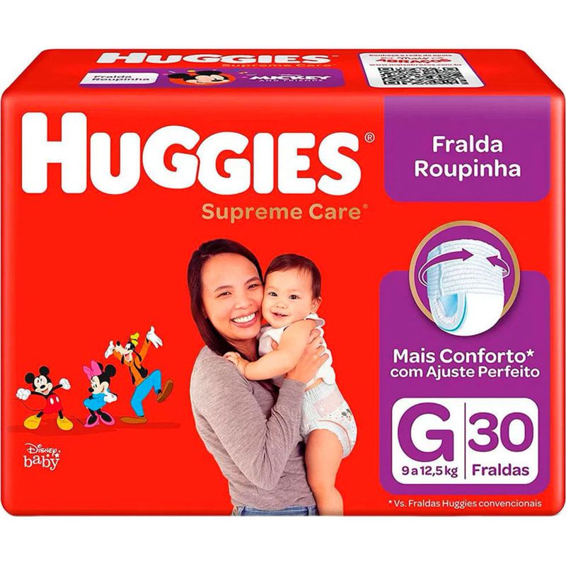 FRALDA HUGGIES MAXIMA PROTEÇAO ROUPINHA G 30UN