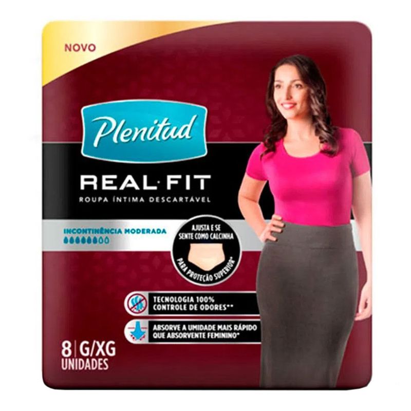 ROUPA INTIMA DESCARTAVEL PLENITUD ACTIVE FIT MULHER G/XG 8UN